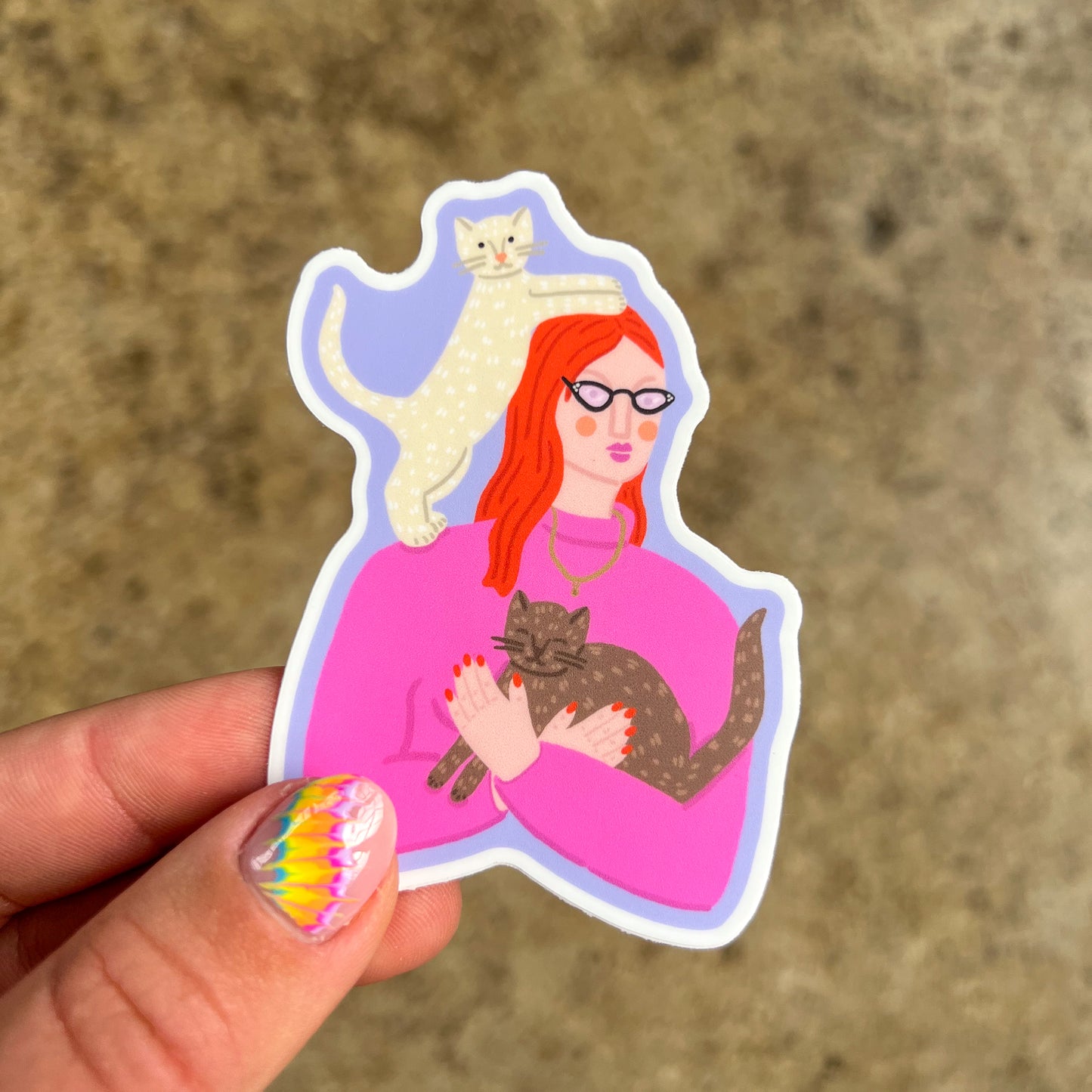Girl & Cats Sticker