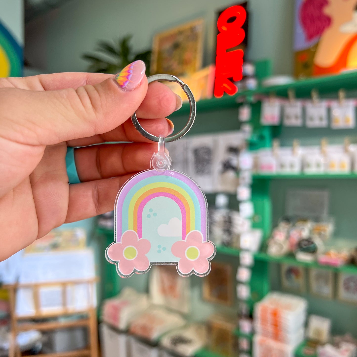 Floral Rainbow Keychain