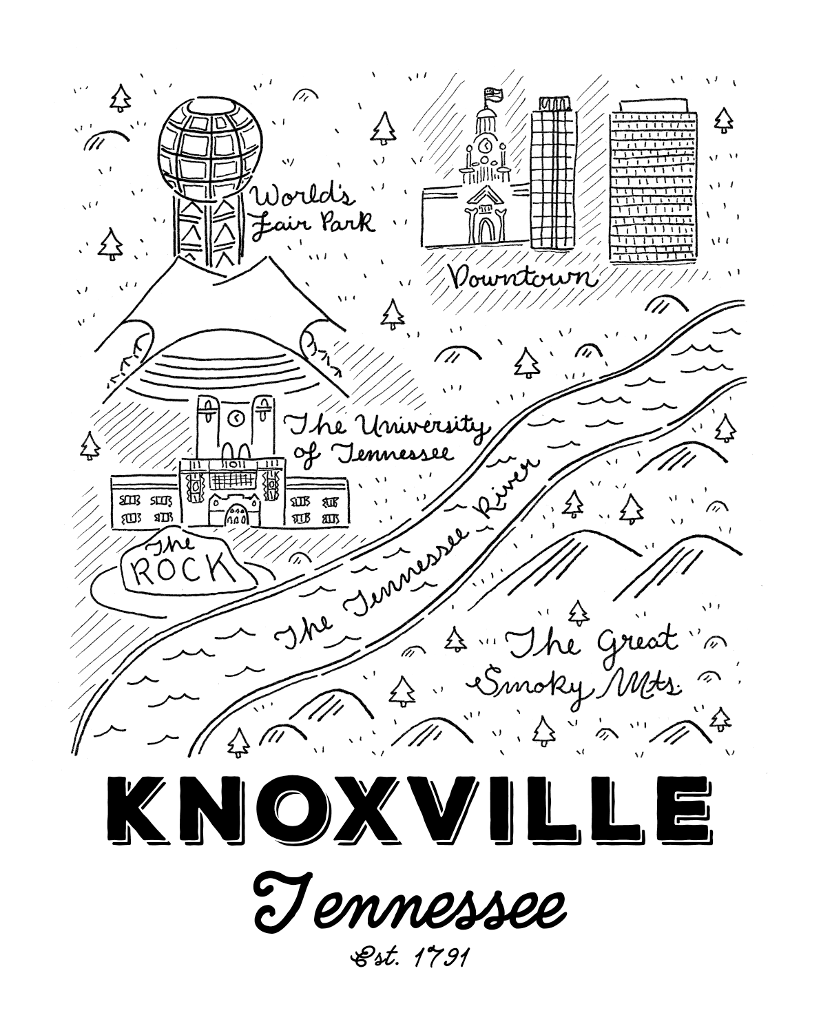Knoxville Map - Print - 8x10"