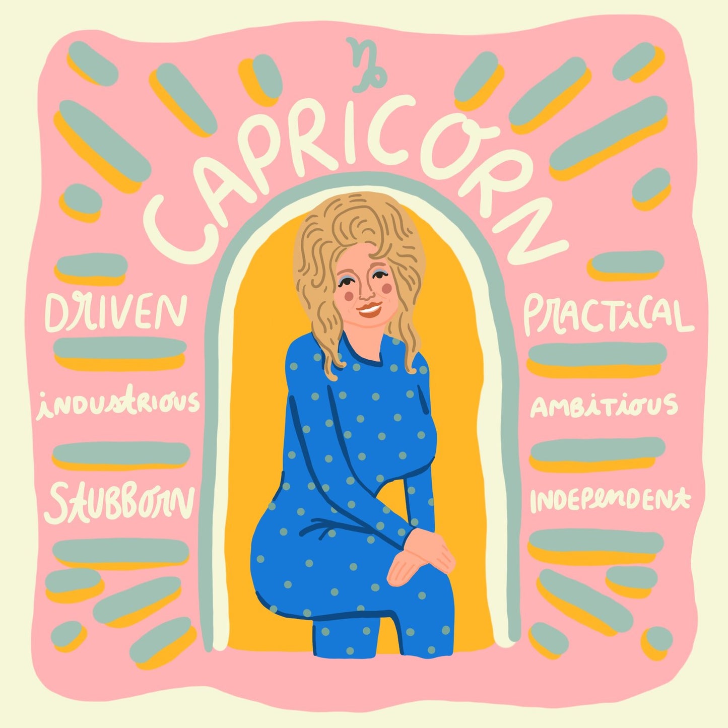 Capricorn Dolly Parton - Print - 8x8"