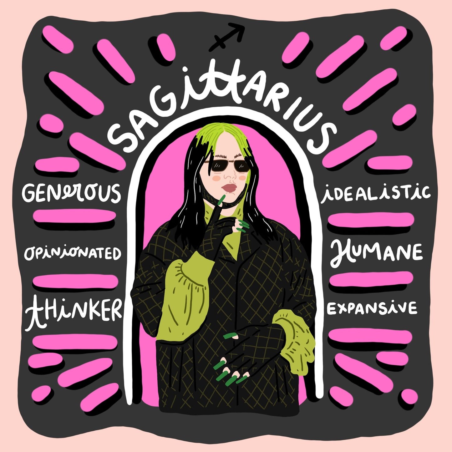 Sagittarius Billie Eilish - Print - 8x8"