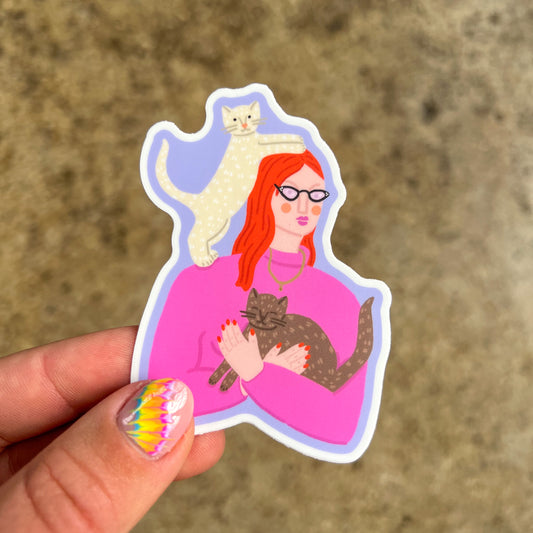 Girl & Cats Sticker