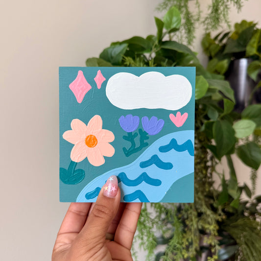 Flower River 5" - Acrylic on Panel
