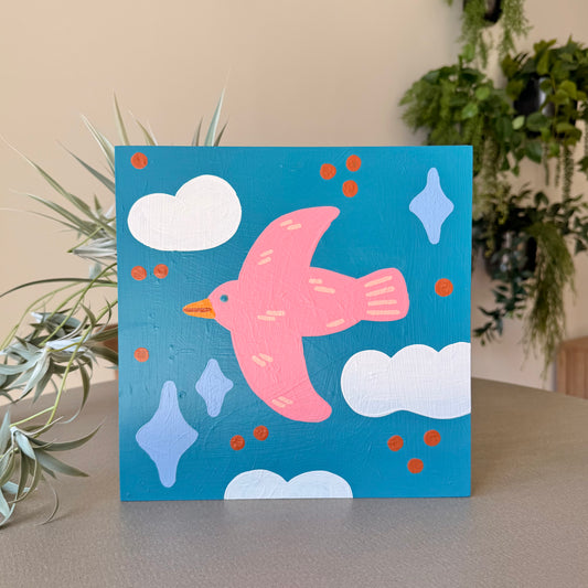 Flyin' in Pink 10" - Acrylic on Panel