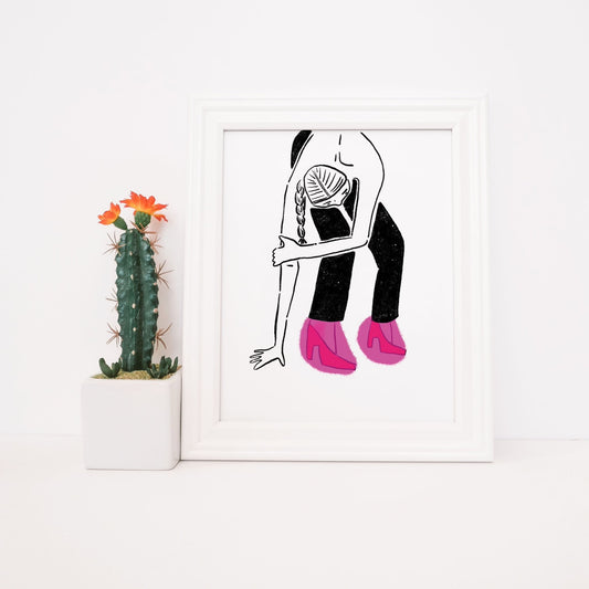 Woman w/Pink Shoes  - Print - 8x10"