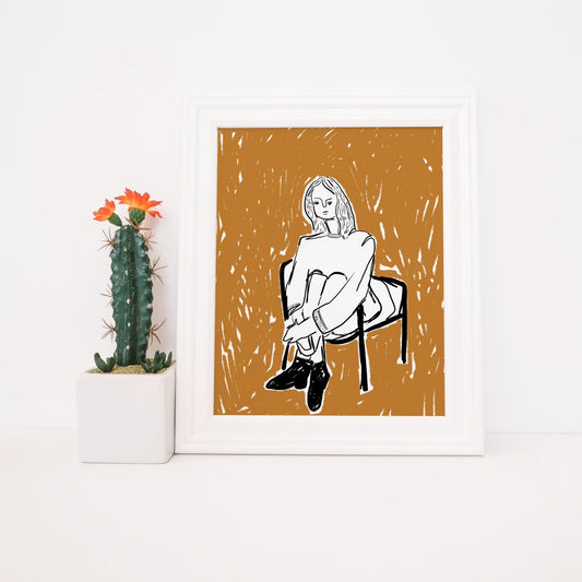Woman w/Mustard Chair  - Print - 8x10"