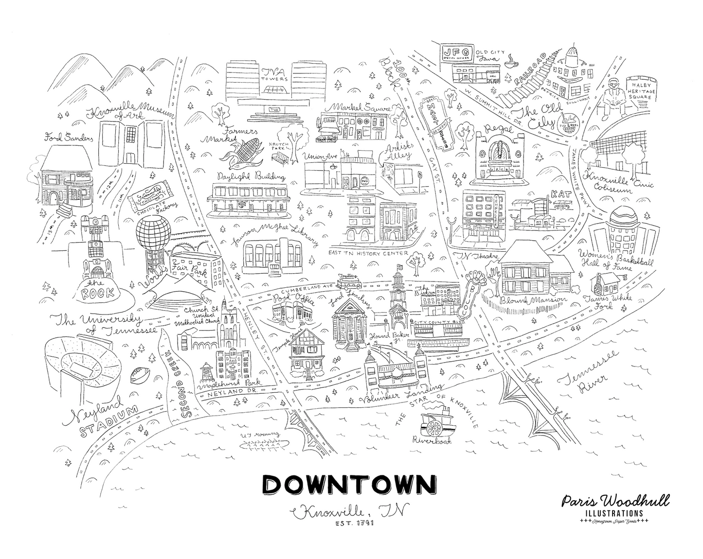 Downtown Knoxville Tea Towel