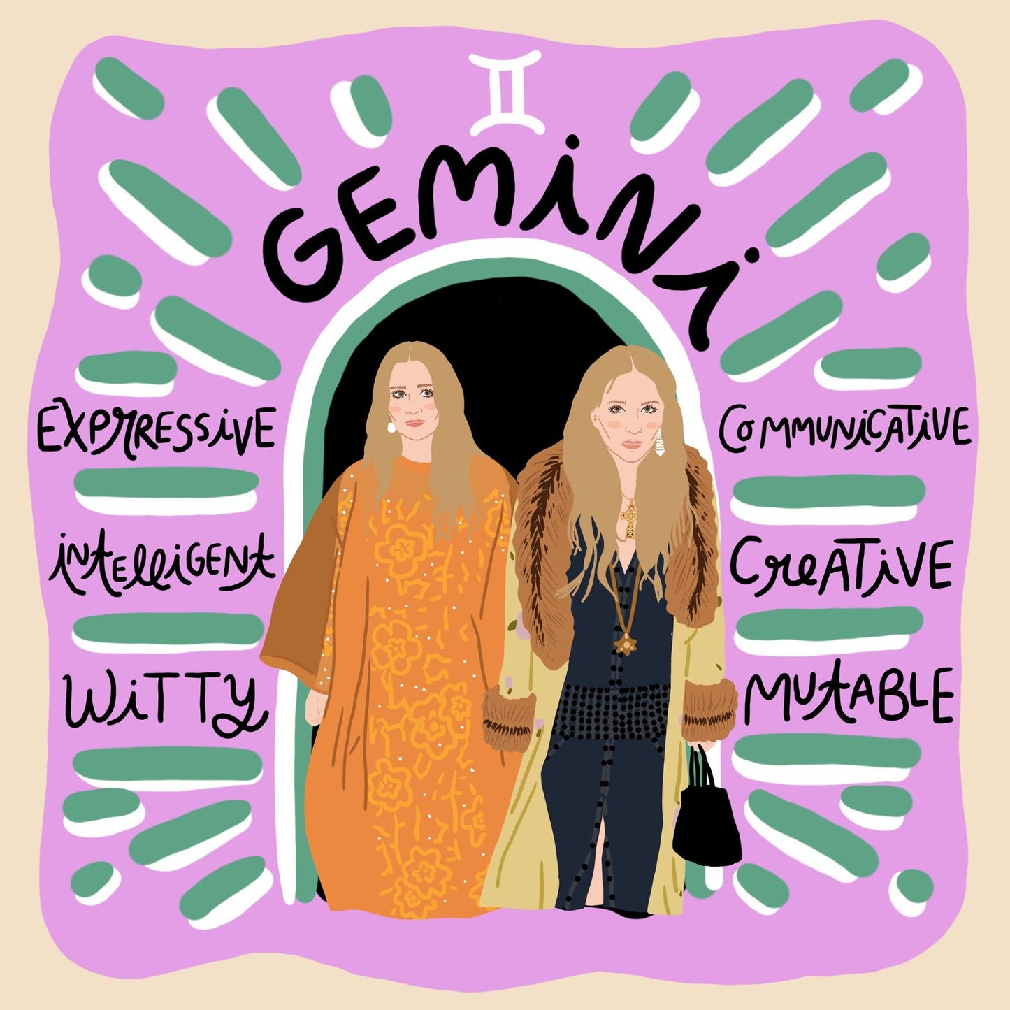 Gemini Mary-Kate and Ashley - Print - 8x8"